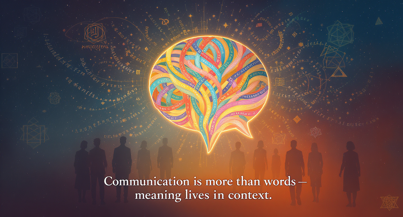 The image corresponding with the following slogan: "Communication is more than words - meaning lives in context."