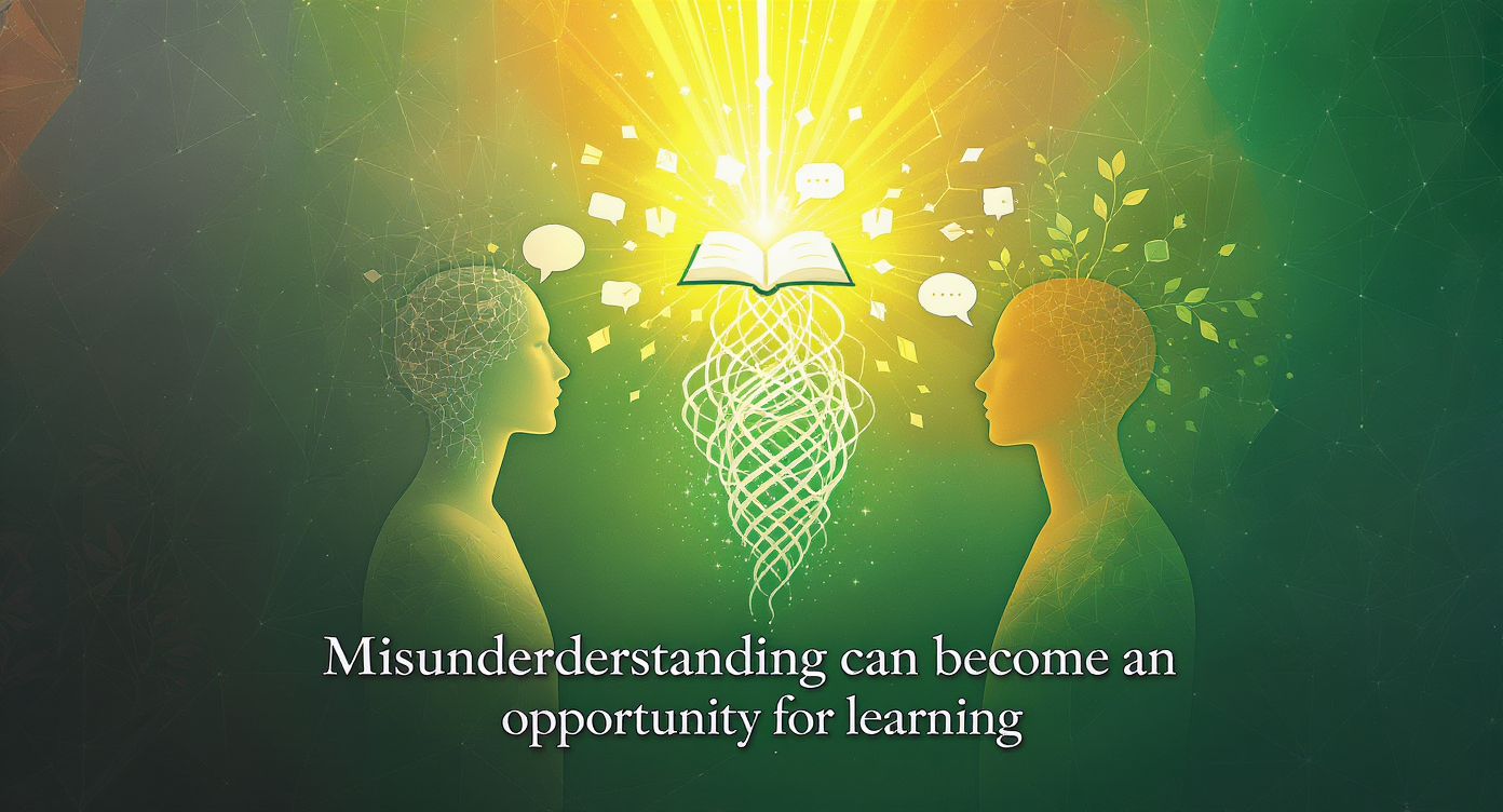 An image illustrating the following slogan: "Misunderstanding can become an opportunity for learning."