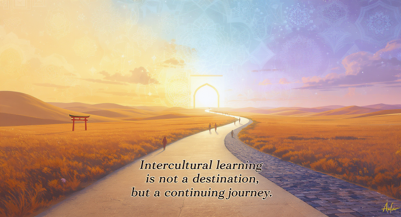 An image going well with this slogan: "Intercultural learning is not a destination, but a continuing journey."