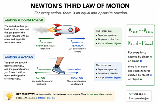 Image showing Newton's third Law with a diagram.
